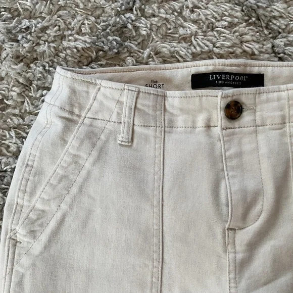 Liverpool Los Angeles Cream Utility Shorts Size 6 Off White Patch Pocket Stretch - Picture 8 of 12